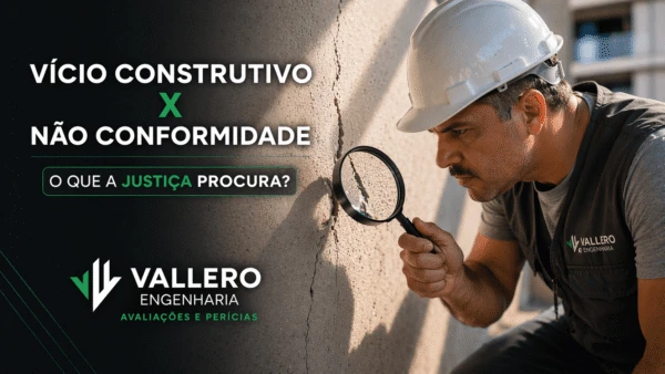 Engenheiro inspecionando fissura para diferenciar vício construtivo de não conformidade